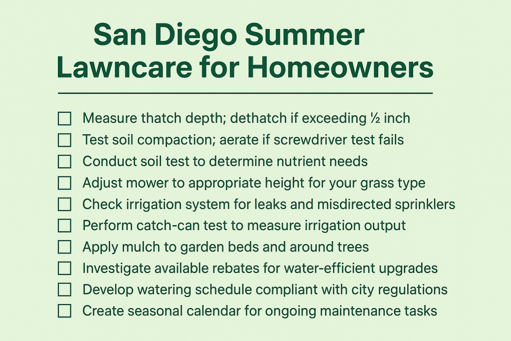 San Diego Summer Lawncare for Homeowners Implementation Checklist